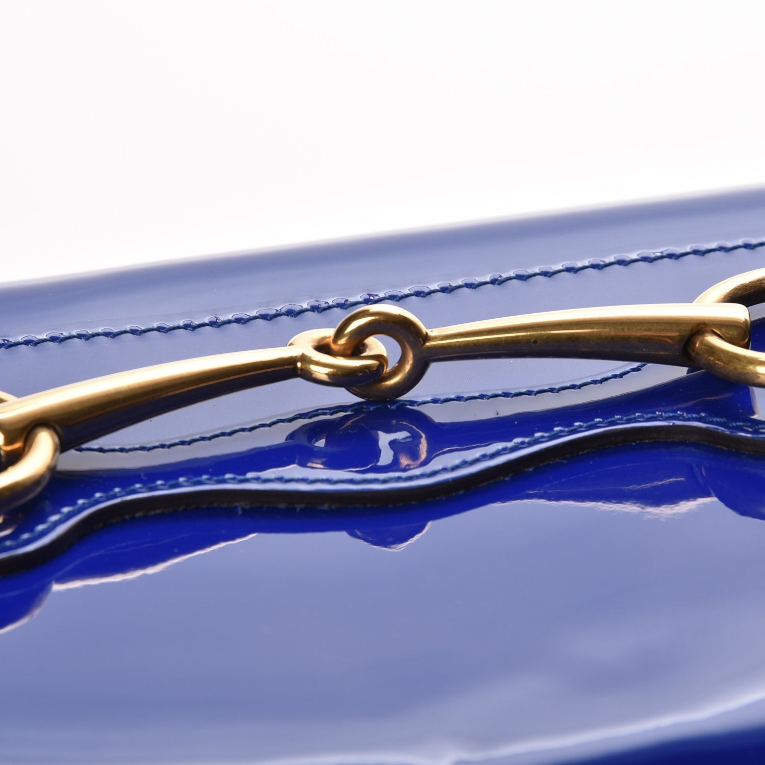 Gucci Patent Large Bright Bit Clutch Deep Zaffiro 5 of 9
