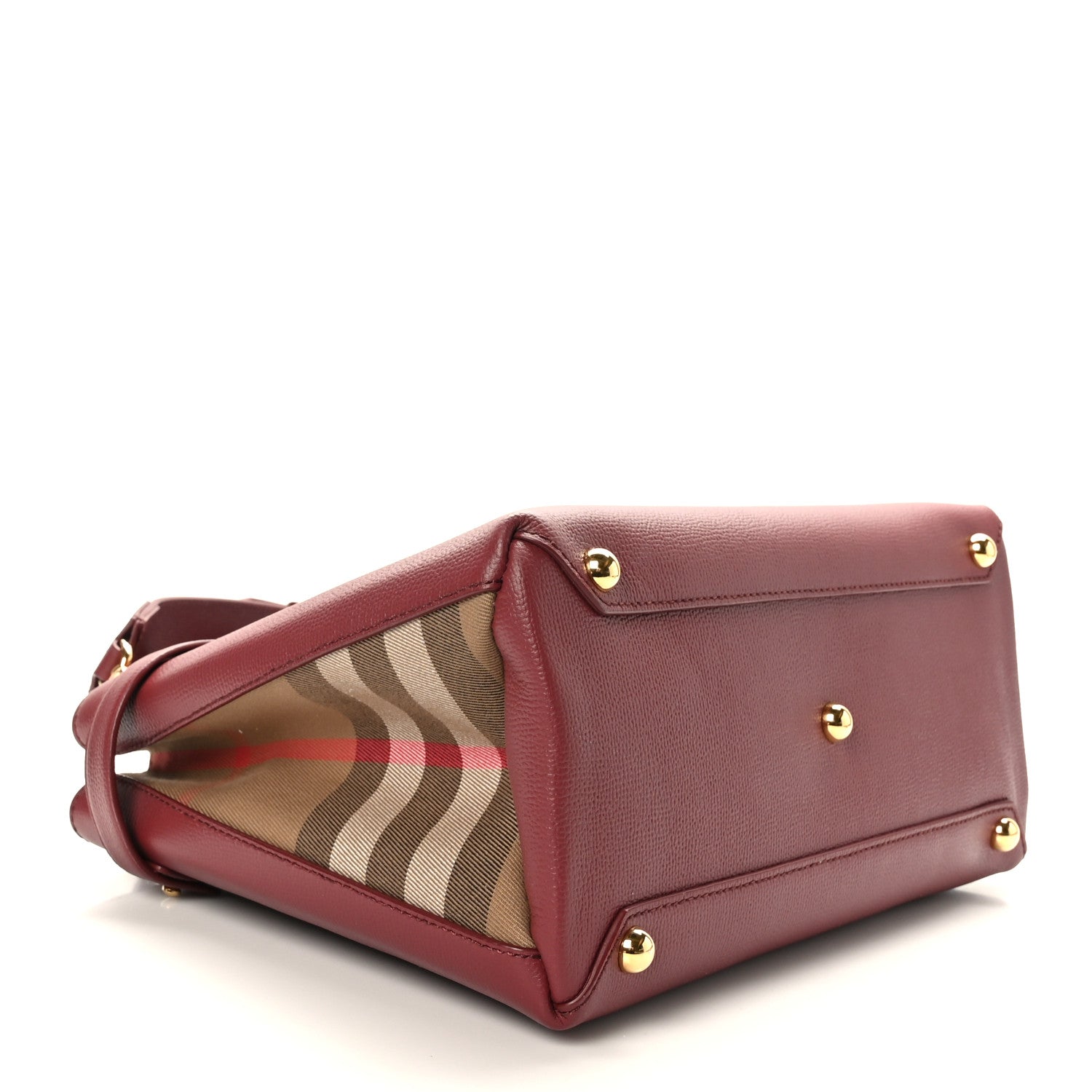 Burberry Grainy Calfskin House Check Medium Banner Tote Mahogany Red 4 of 8