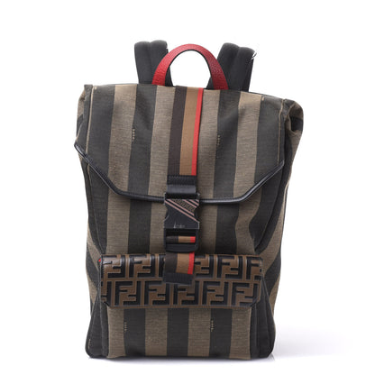 Fendi Fabric Jacquard Cuoio Romano Vitello Pequin Bi-Color FF 1974 Embossed Backpack Tobacco Moro Rosso Malboro Maya Black 1 of 10