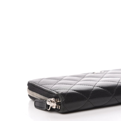 Chanel Lambskin Quilted Large Gusset Zip Around Wallet Black 12 of 17