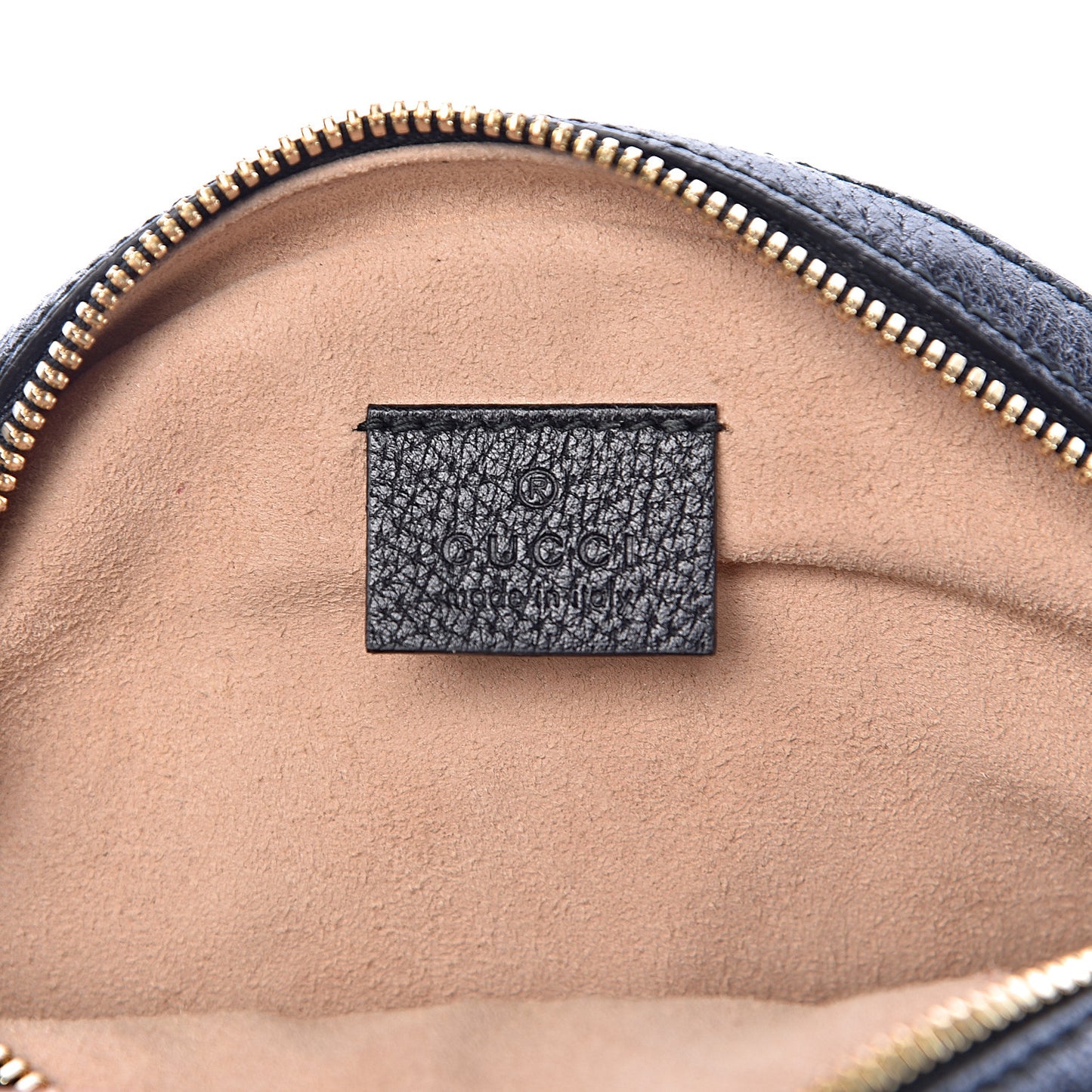 Grained Calfskin Web Mini Ophidia Round Shoulder Bag Black