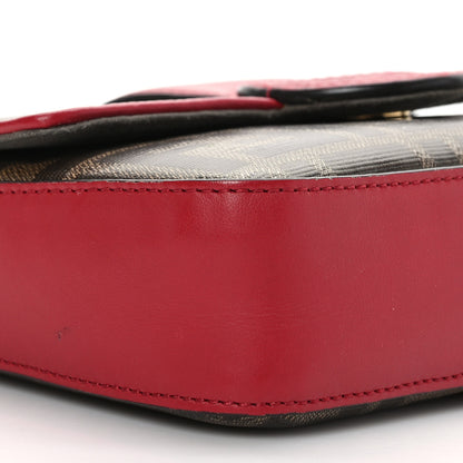 Fendi Glazed Fabric Vitello Century FF 1974 Stamp Patch Mini Double F Crossbody Bag Mogano Panna Fragola 8 of 9