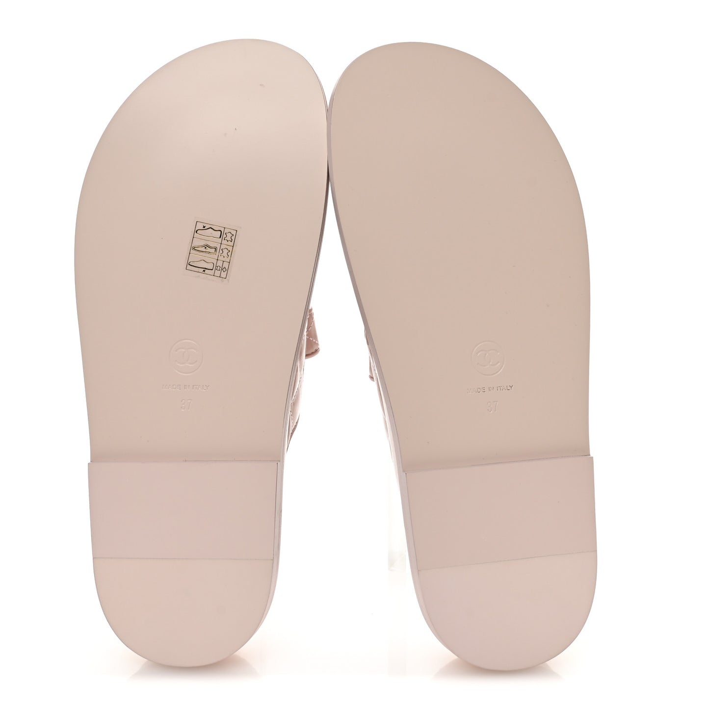 Shiny Calfskin Quilted Velcro Dad Crystal CC Slide Sandals 37 Light Pink