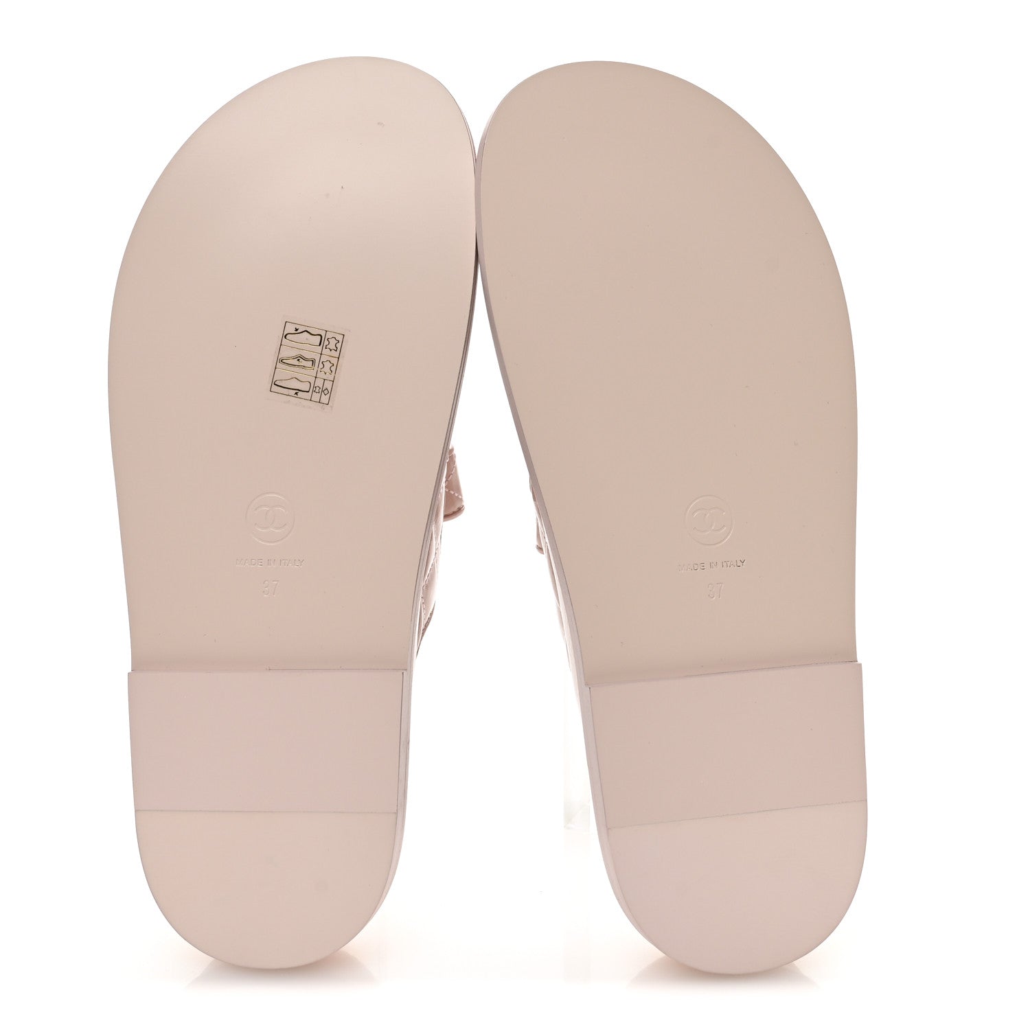 Chanel Shiny Calfskin Quilted Velcro Dad Crystal CC Slide Sandals 37 Light Pink 6 of 11