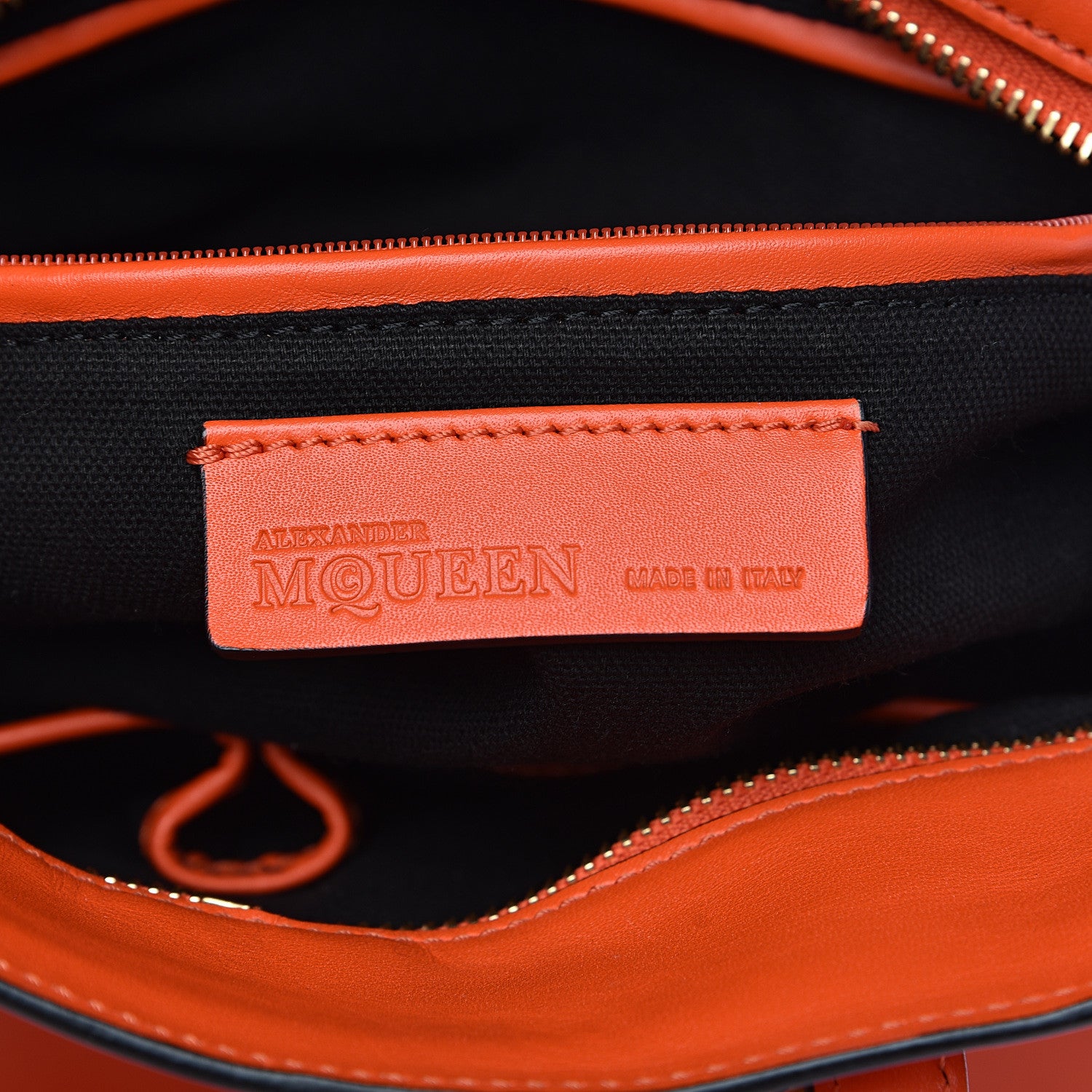 Alexander McQueen Calfskin Small Skull Padlock Zip Around Tote Orange 6 of 12