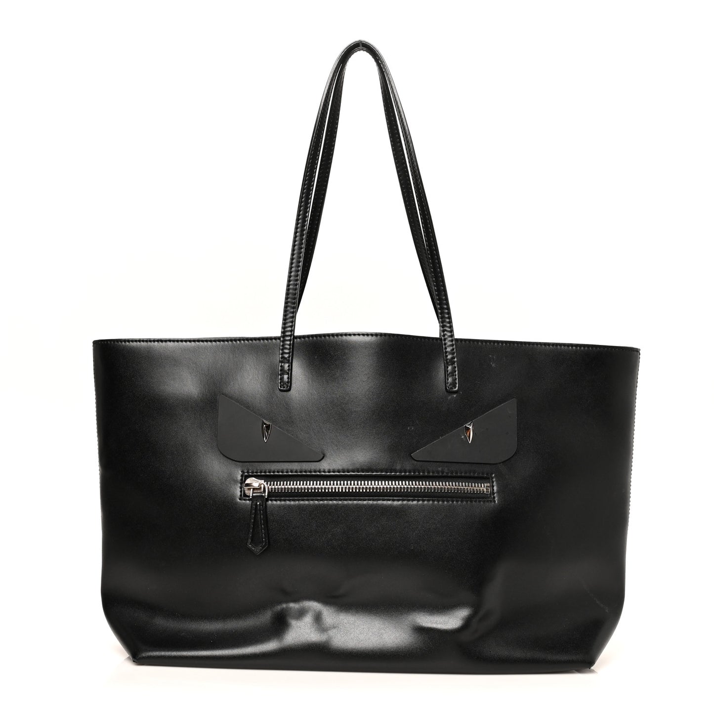 Vitello Liberty Lucido Metal Monster Eyes Medium Roll Tote Black