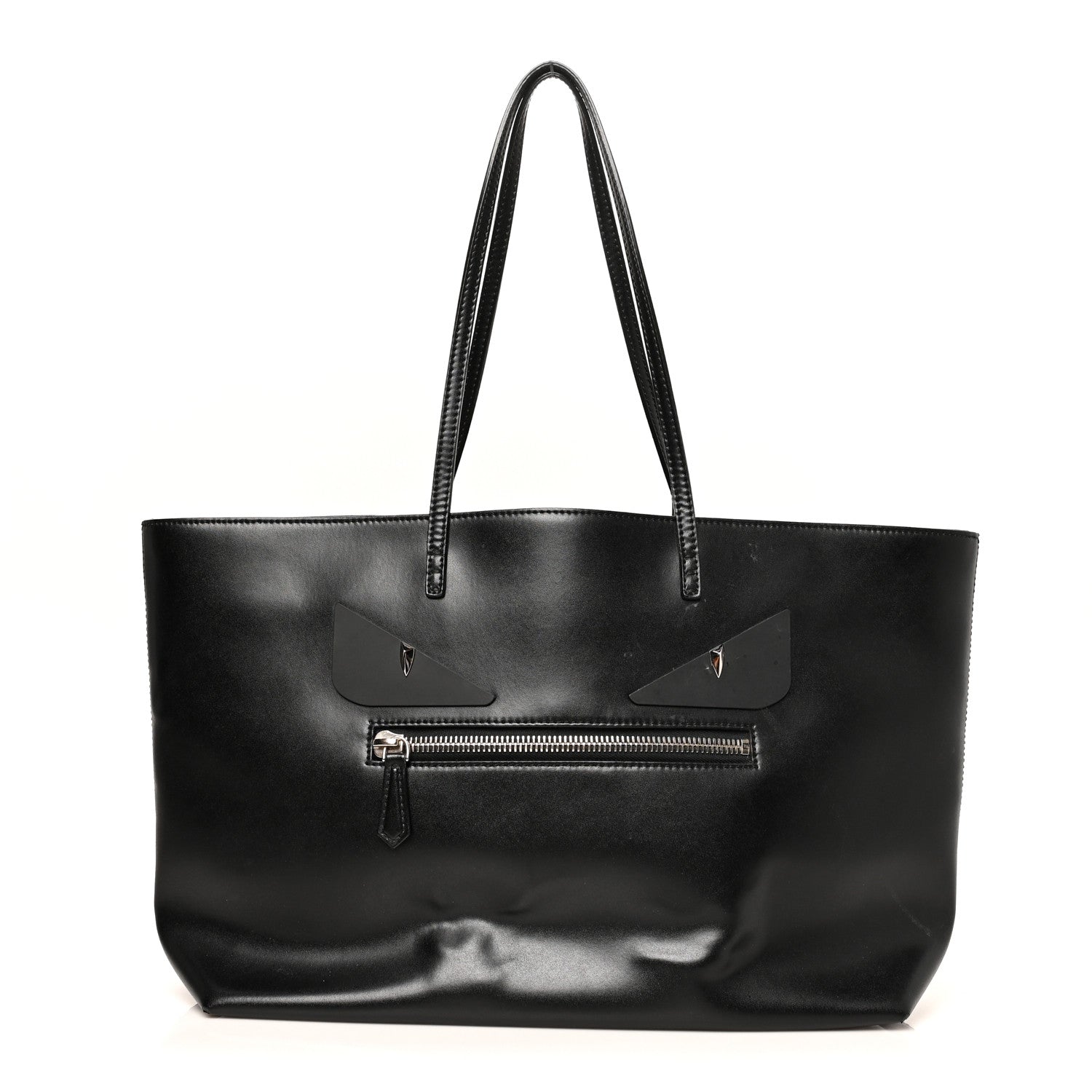 Fendi Vitello Liberty Lucido Metal Monster Eyes Medium Roll Tote Black 1 of 14