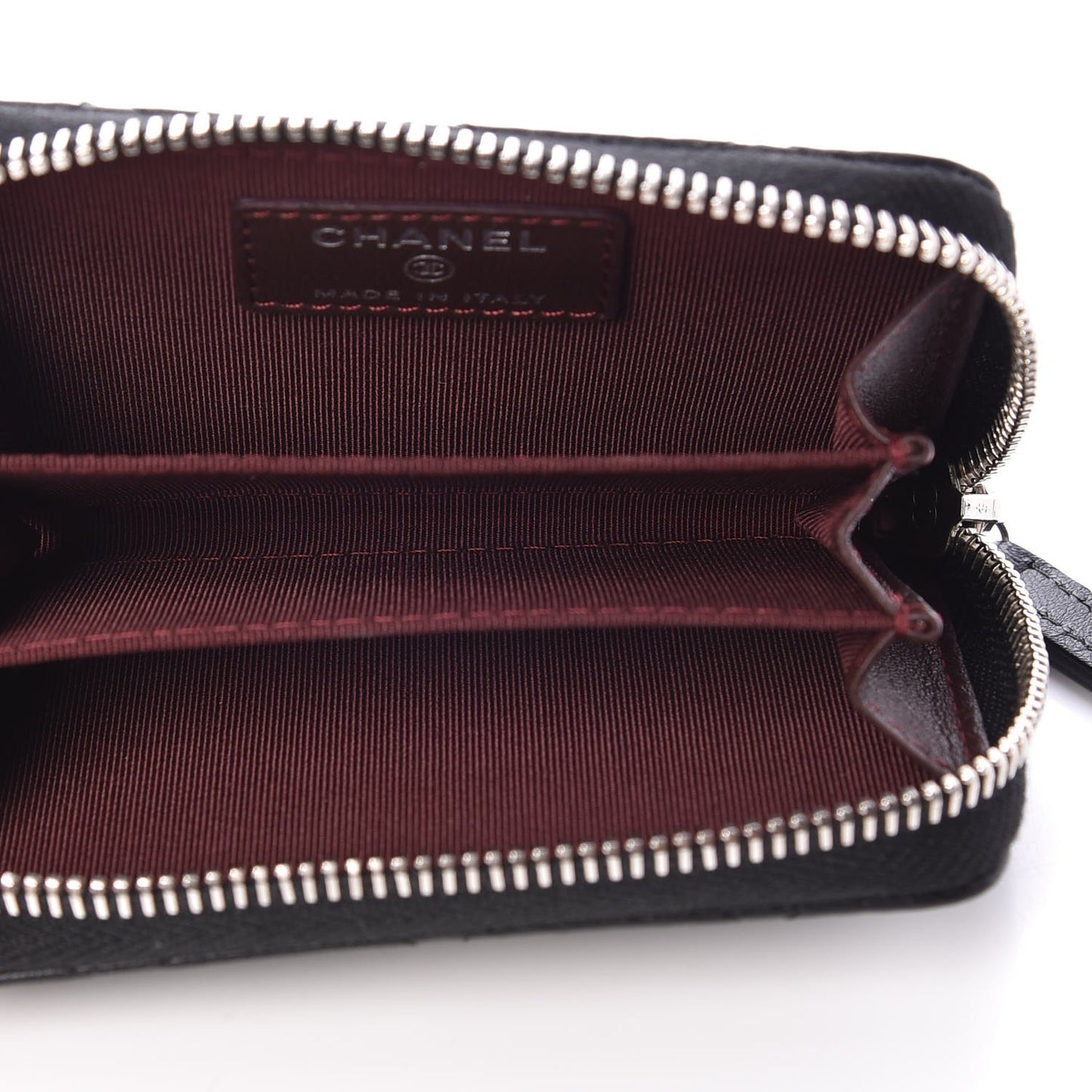 Lambskin Quilted Zip Around Coin Purse Wallet Black