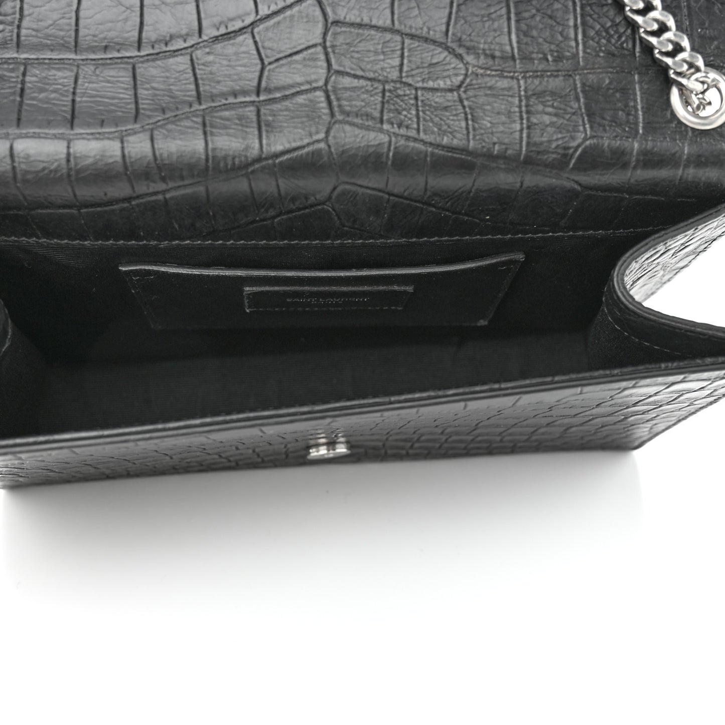 Calfskin Crocodile Embossed Kate Monogram Tassel