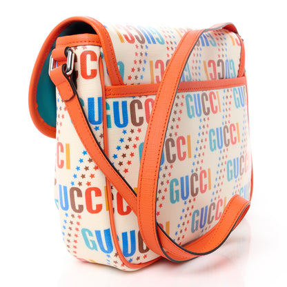 Gucci Coated Canvas Logo Star Print Childrens Messenger Bag Beige Multicolor Vibrant Orange 3 of 10