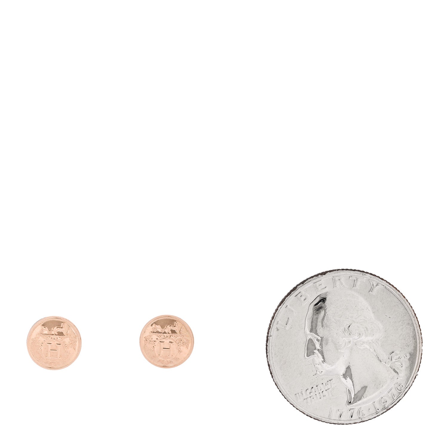 Hermes 18K Rose Gold TPM Ex-Libris Stud Earrings 2 of 5