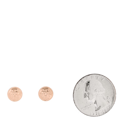 Hermes 18K Rose Gold TPM Ex-Libris Stud Earrings 2 of 5