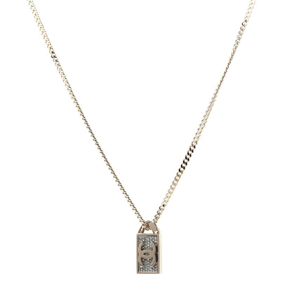 Chanel Crystal Dog Tag Chain Necklace Gold 1 of 6
