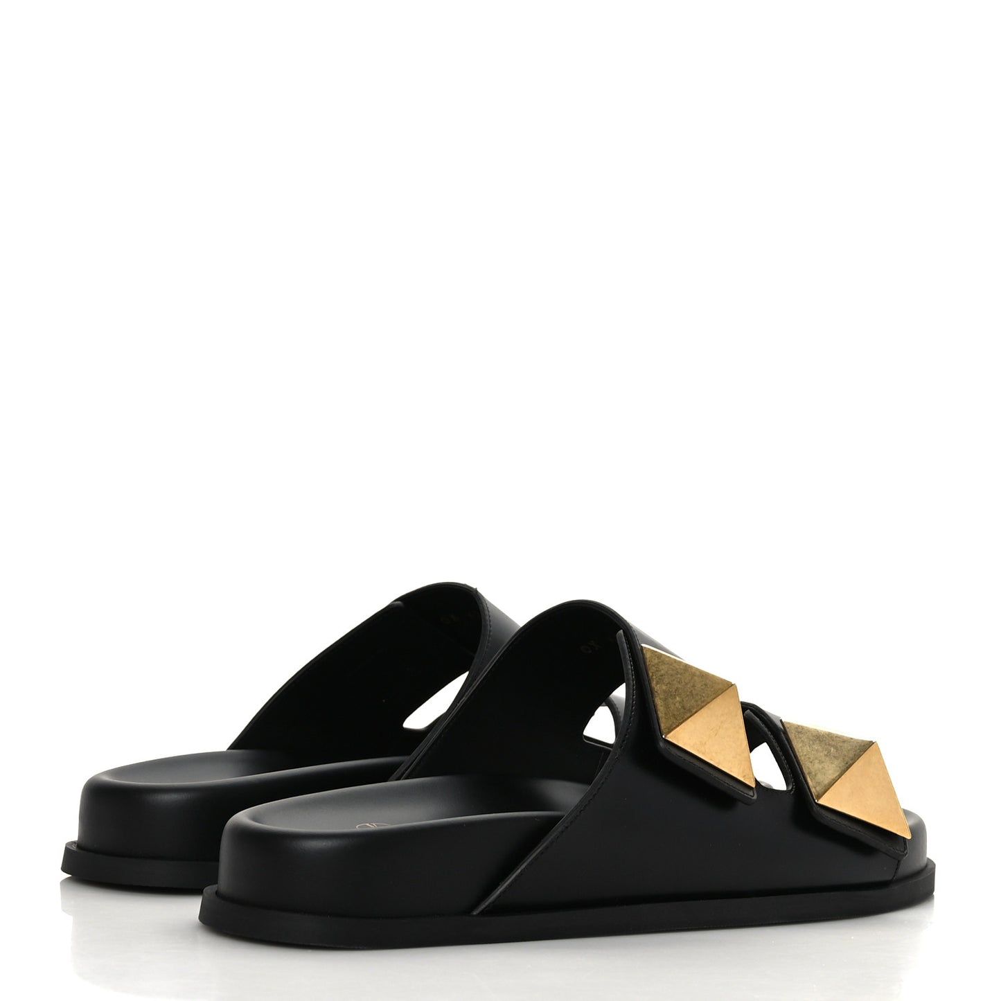 Nappa Roman Stud Slide Sandals 40 Black