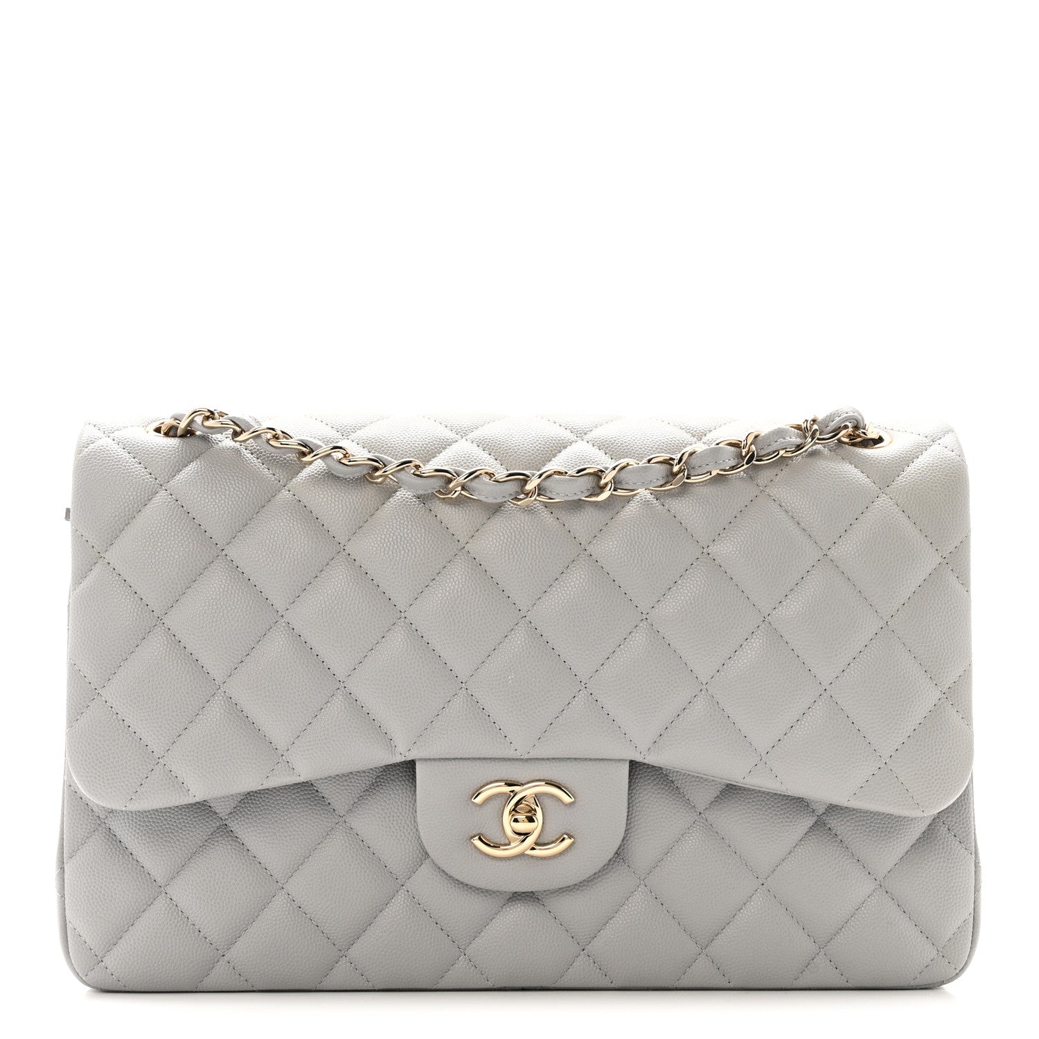 Chanel Caviar Quilted Jumbo Double Flap Grey 1 of 10