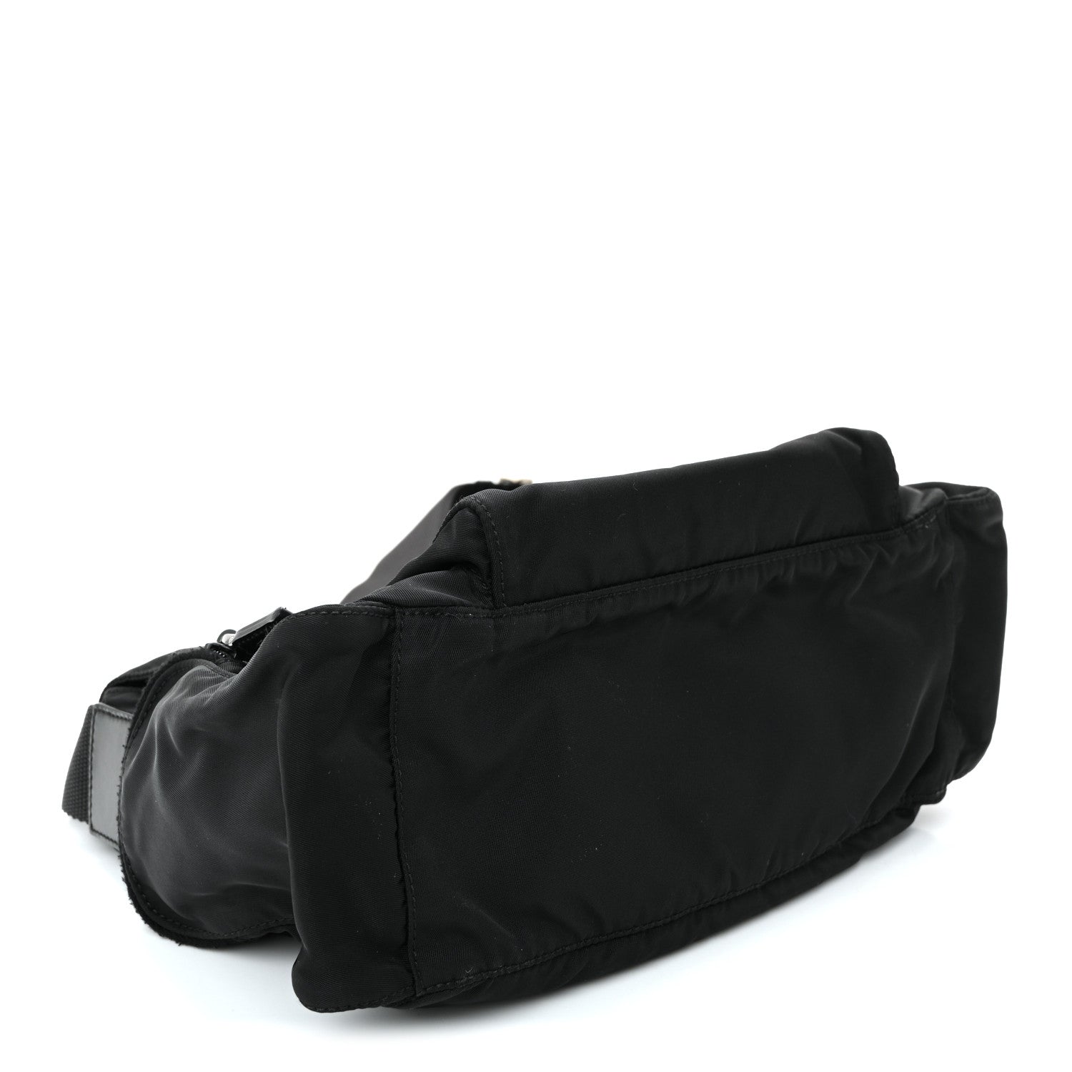 Prada Nylon Vela Saffiano Single Buckle Messenger Shoulder Bag Black 4 of 10