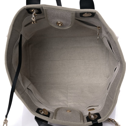 Chanel Mixed Fibers Medium Deauville Tote Beige Black 6 of 12