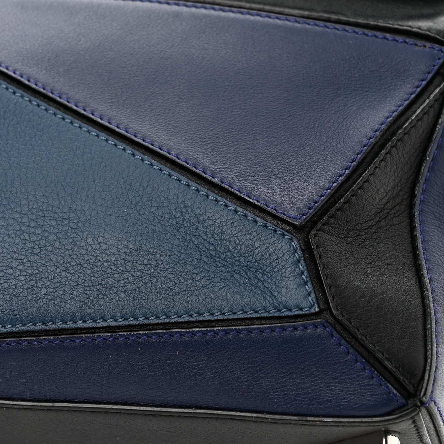 Calfskin Colorblock Small Puzzle Bag Blue