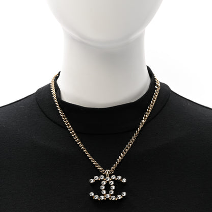Chanel Crystal CC Pendant Necklace Gold 2 of 5