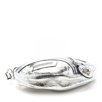 Versace Metallic Calfskin Small Repeat Zip Hobo Silver 4 of 9