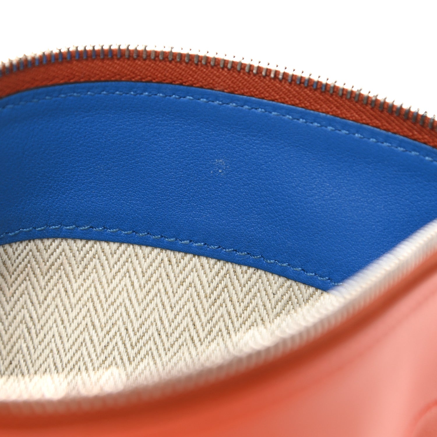 Hermes Lambskin Swift Tohubohu Pouch MM Cornaline Bleu Zellige 8 of 11