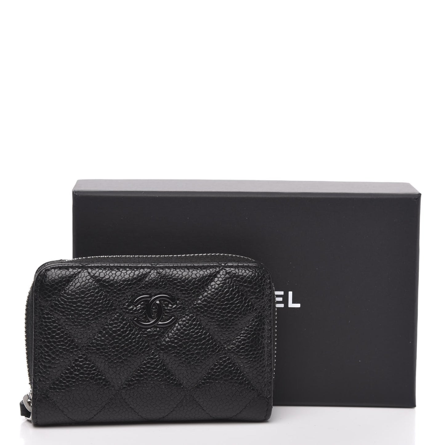Caviar Quilted Incognito Zip Coin Purse Black