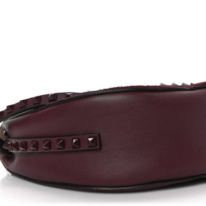 Valentino Garavani Suede Calfskin Rockstud Halfmoon Saddle Bag Rubin 7 of 8