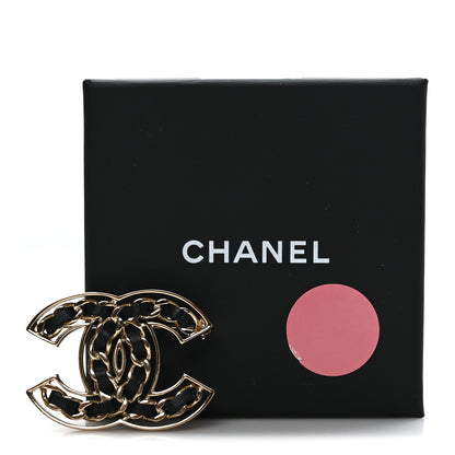 Chanel Lambskin Chain CC Brooch Black Gold 4 of 4