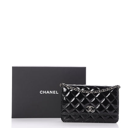 Chanel Patent Goatskin Quilted Paris Dallas Wallet On Chain WOC Black 9 of 9