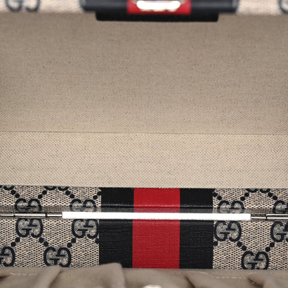 Gucci GG Supreme Monogram Web Savoy Medium Top Handle Beauty Case Beige Blue 5 of 9