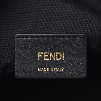 Fendi Glazed Fabric Vitello Century FF 1974 Stamp Patch Mini Camera Case Mogano Panna Black 8 of 9