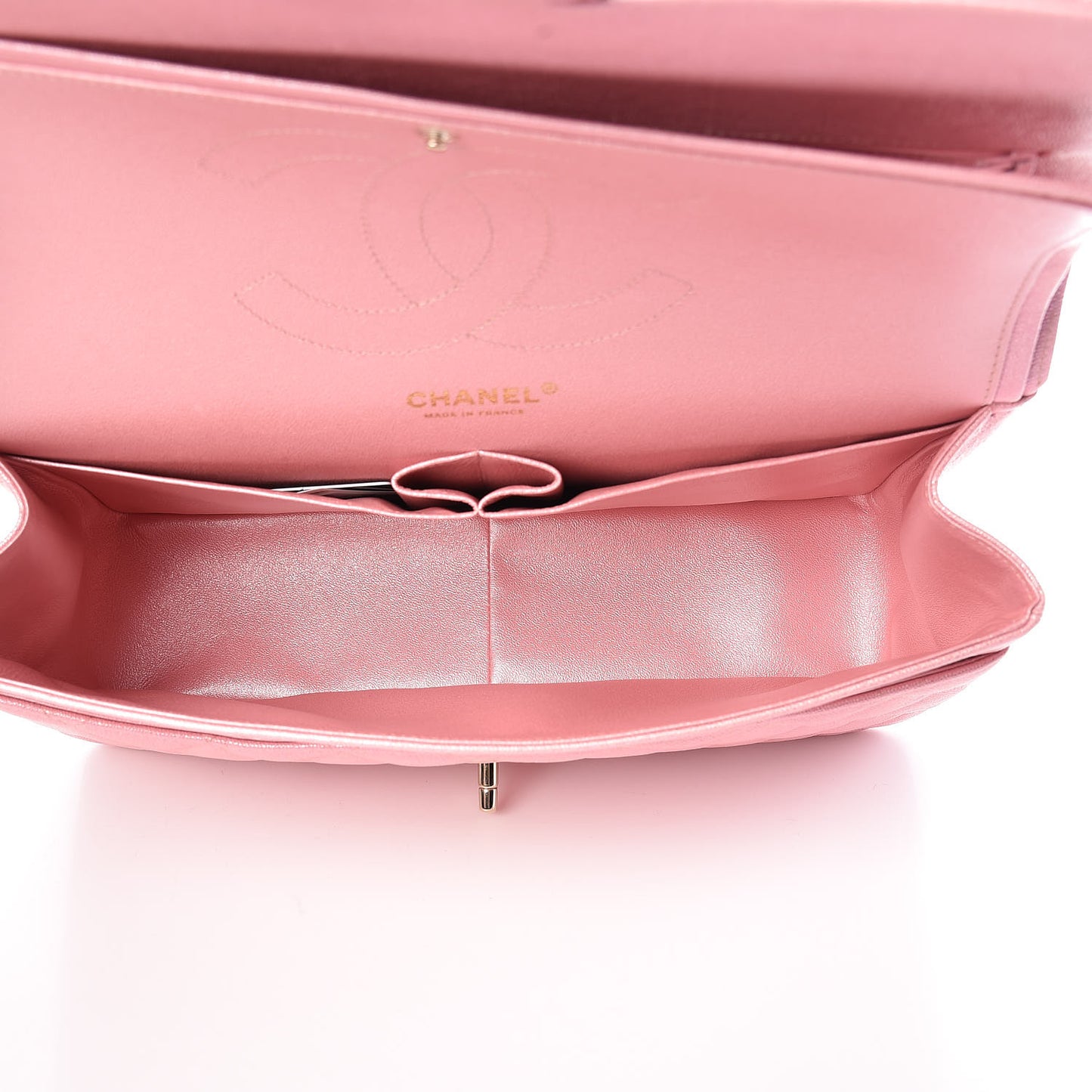 Iridescent Caviar Quilted Jumbo Double Flap Rose Pink
