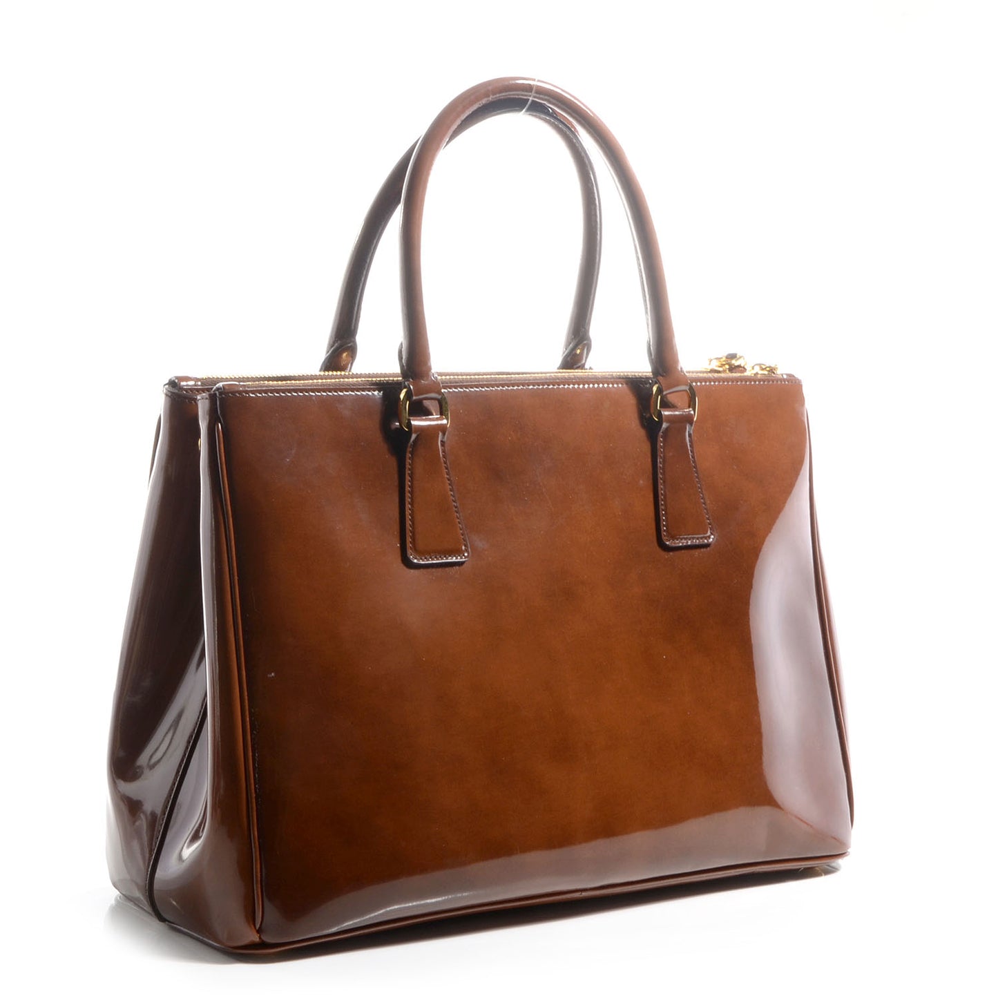 Spazzolato Double Zip Medium Tote Tobacco Fume