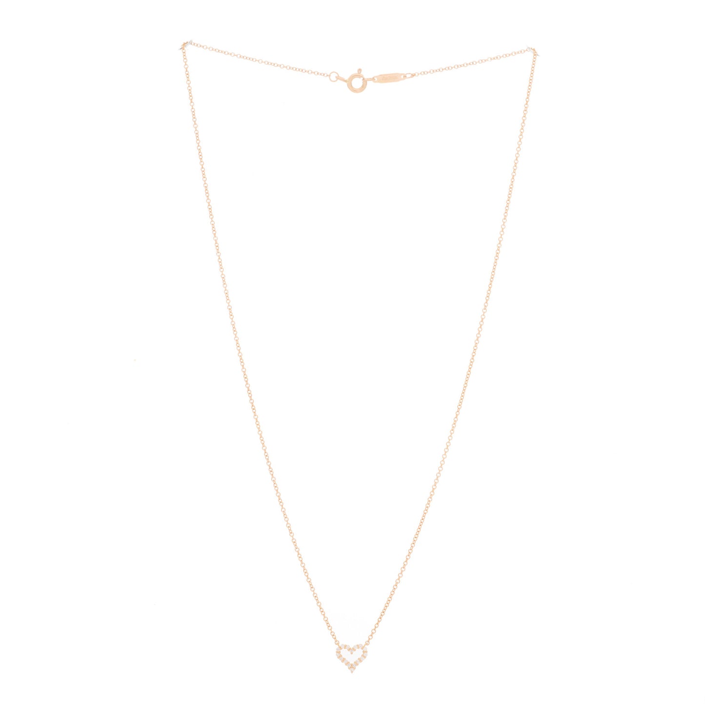 18K Rose Gold Diamond Extra Mini Heart Pendant Necklace
