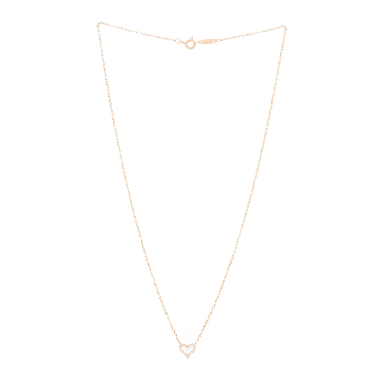Tiffany 18K Rose Gold Diamond Extra Mini Heart Pendant Necklace 2 of 5