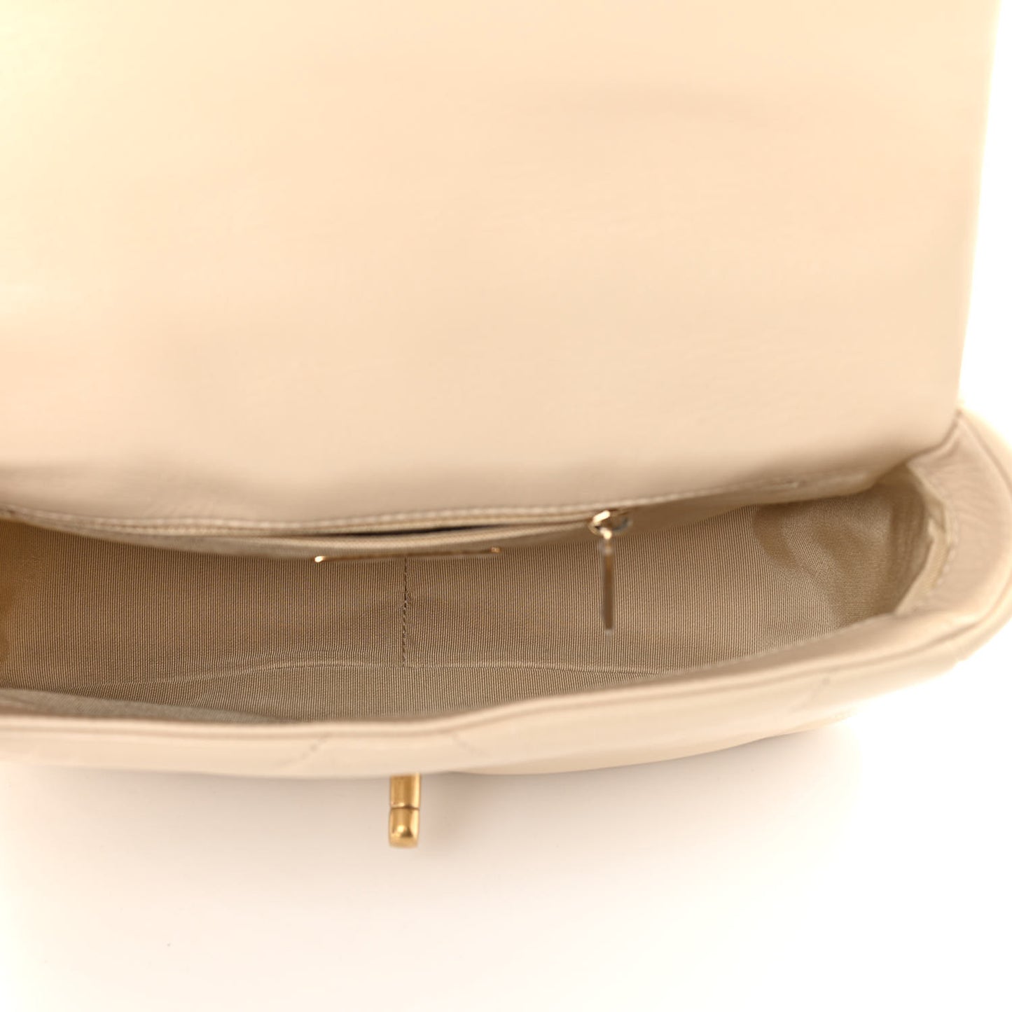 Goatskin Quilted Medium Chanel 19 Flap Beige
