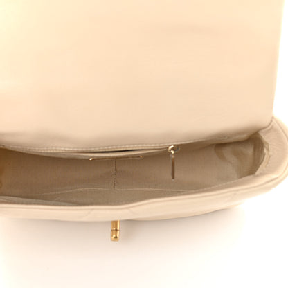 Chanel Goatskin Quilted Medium Chanel 19 Flap Beige 5 of 11