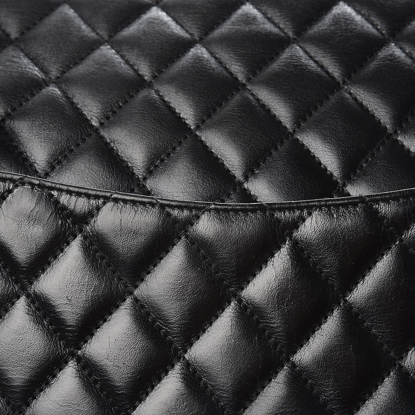 Calfskin Quilted Large Cambon Flap Black