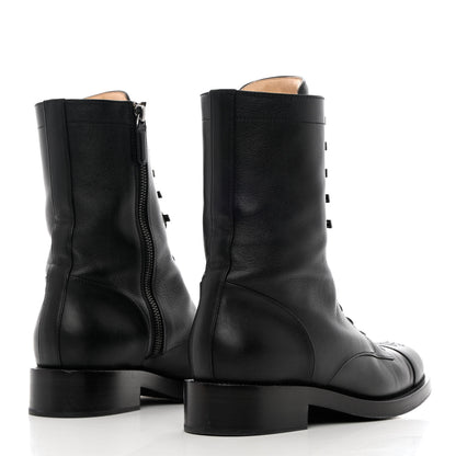 Chanel Calfskin Lace Up Combat Boots 41 Black 4 of 15