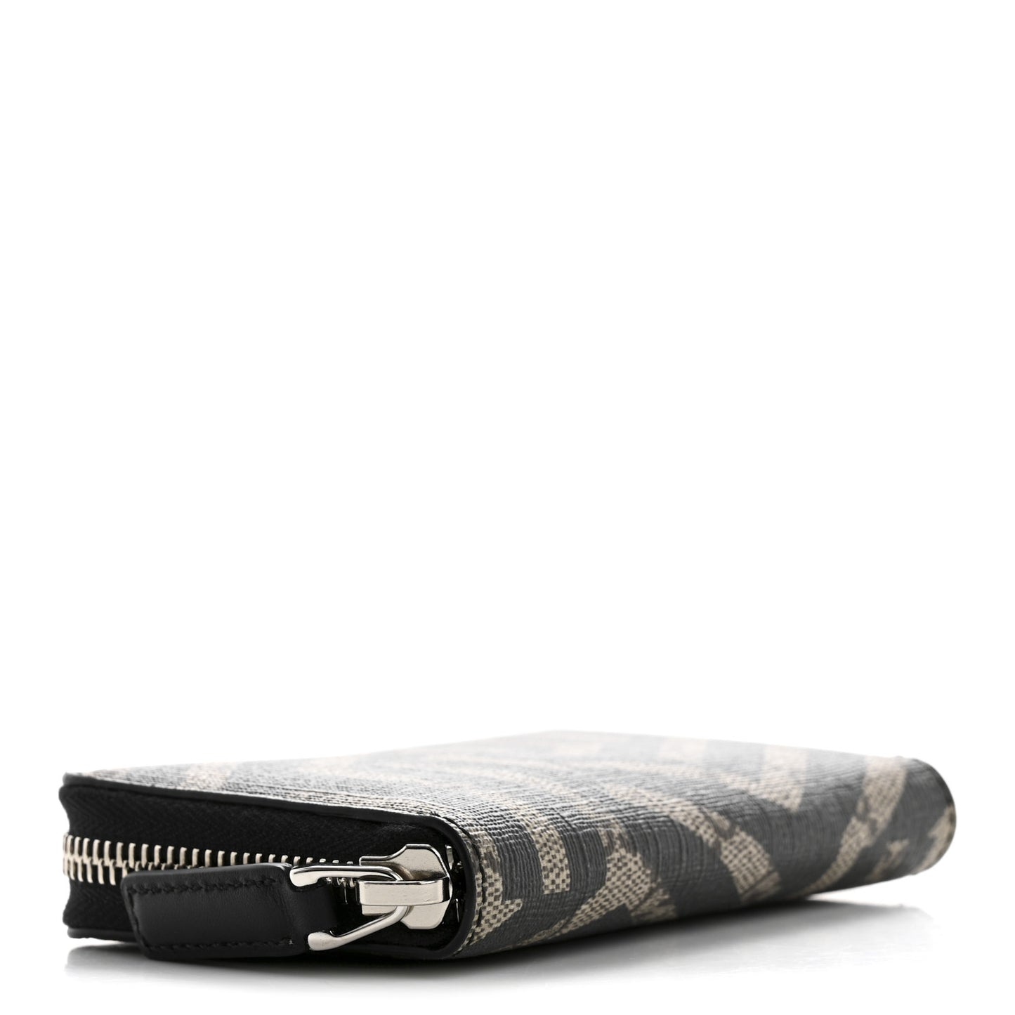 GG Supreme Monogram Caleido Zip Around Card Case Wallet Black