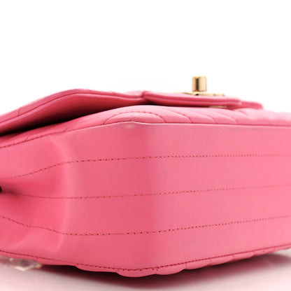 Chanel Lambskin Chevron Quilted Mini Rectangular Flap Fuchsia 9 of 12