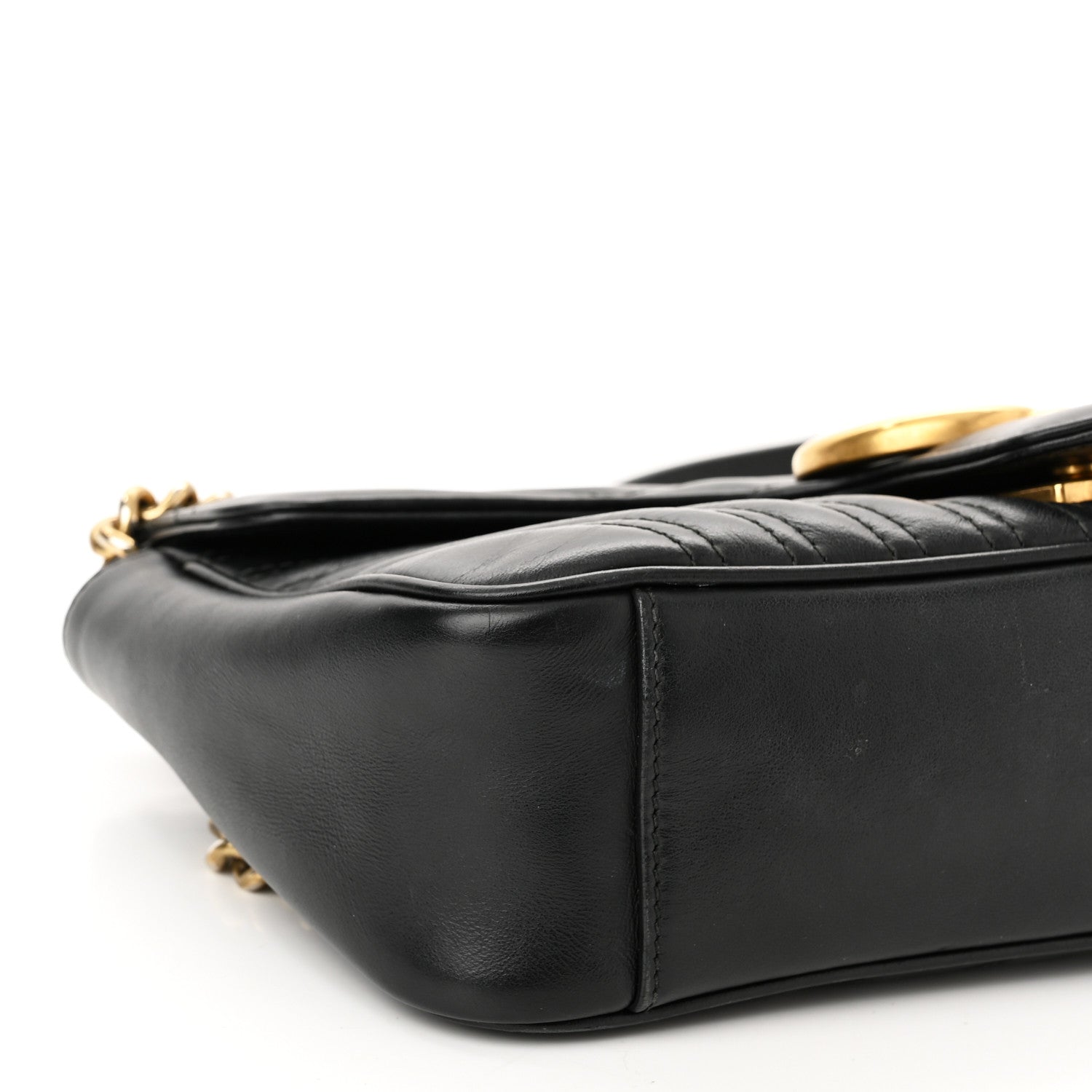 Gucci Calfskin Matelasse Small GG Marmont Shoulder Bag Black 9 of 10