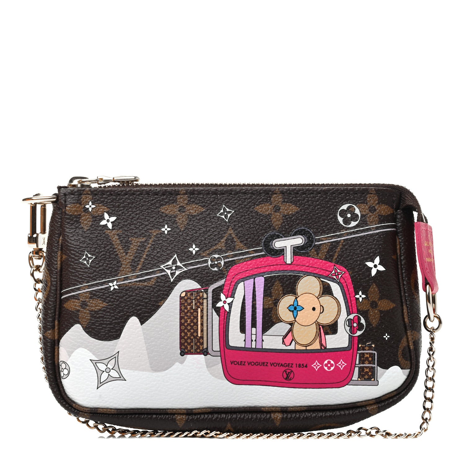 Louis Vuitton Monogram 2019 Christmas Animation Mini Courchevel Pochette Accessories Fuchsia 1 of 8