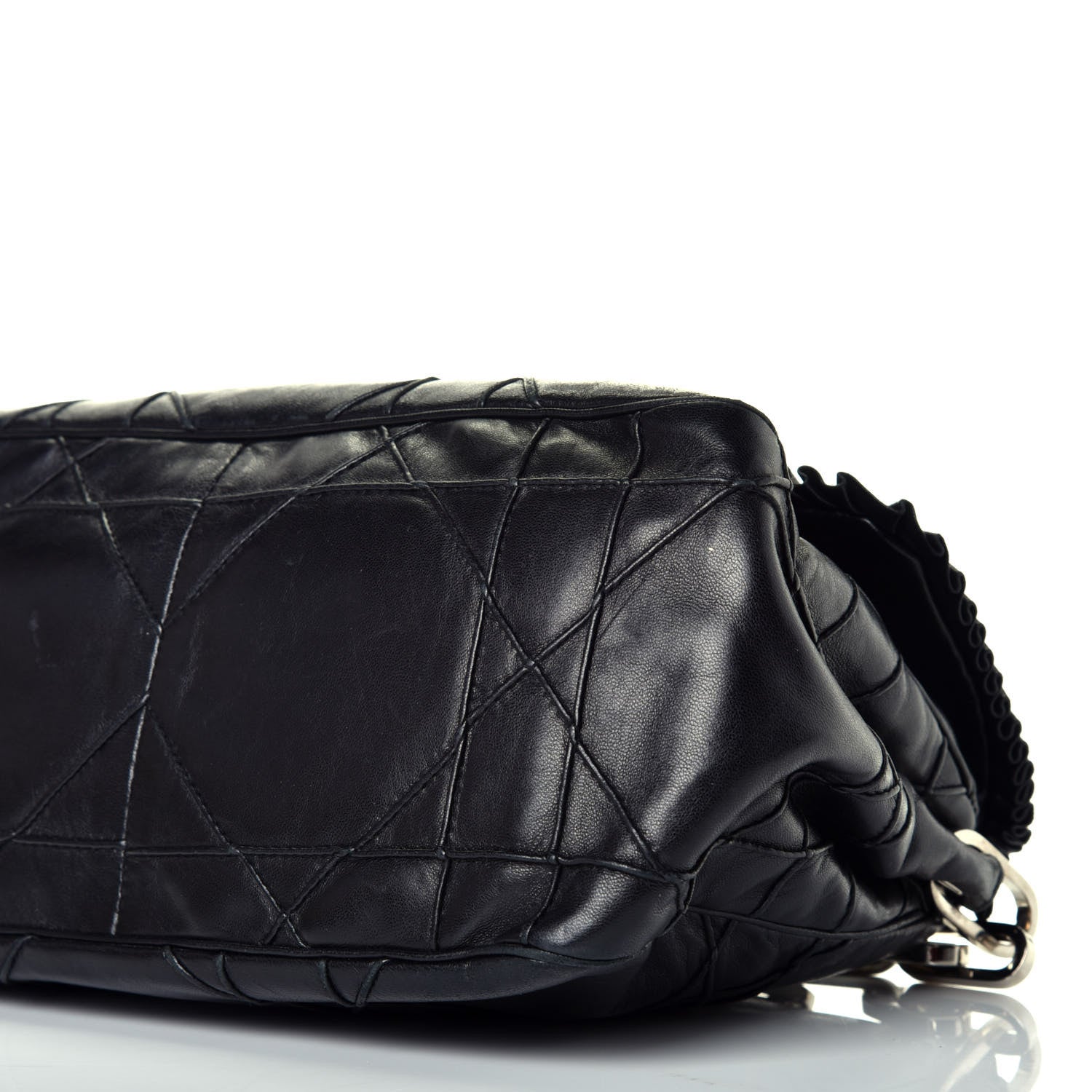 Christian Dior Lambskin Cannage Ruffle New Lock Flap Black 9 of 10