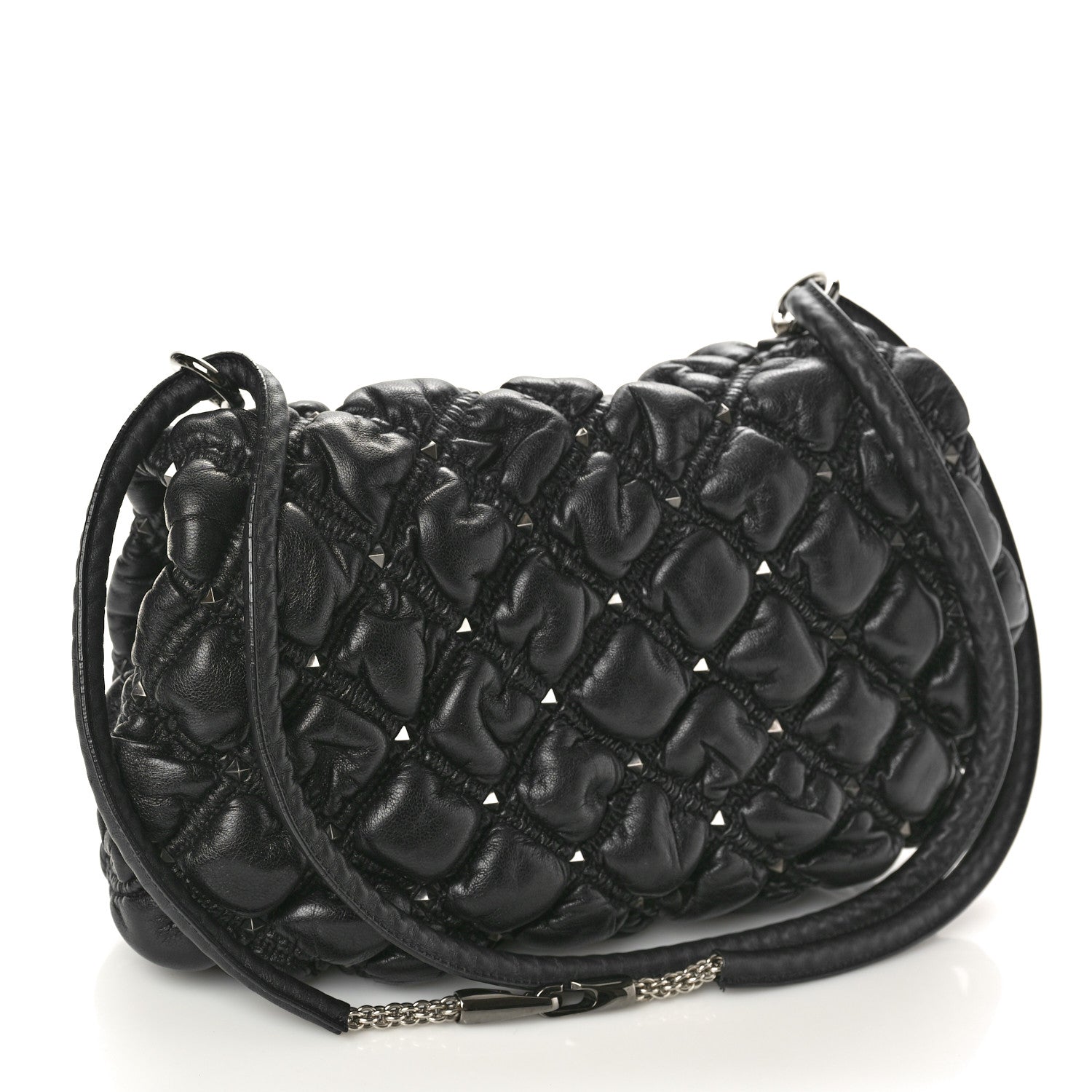 Valentino Garavani Nappa Medium Spikeme Shoulder Bag Black 3 of 9
