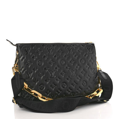 Louis Vuitton Lambskin Embossed Monogram Coussin MM Black 3 of 8