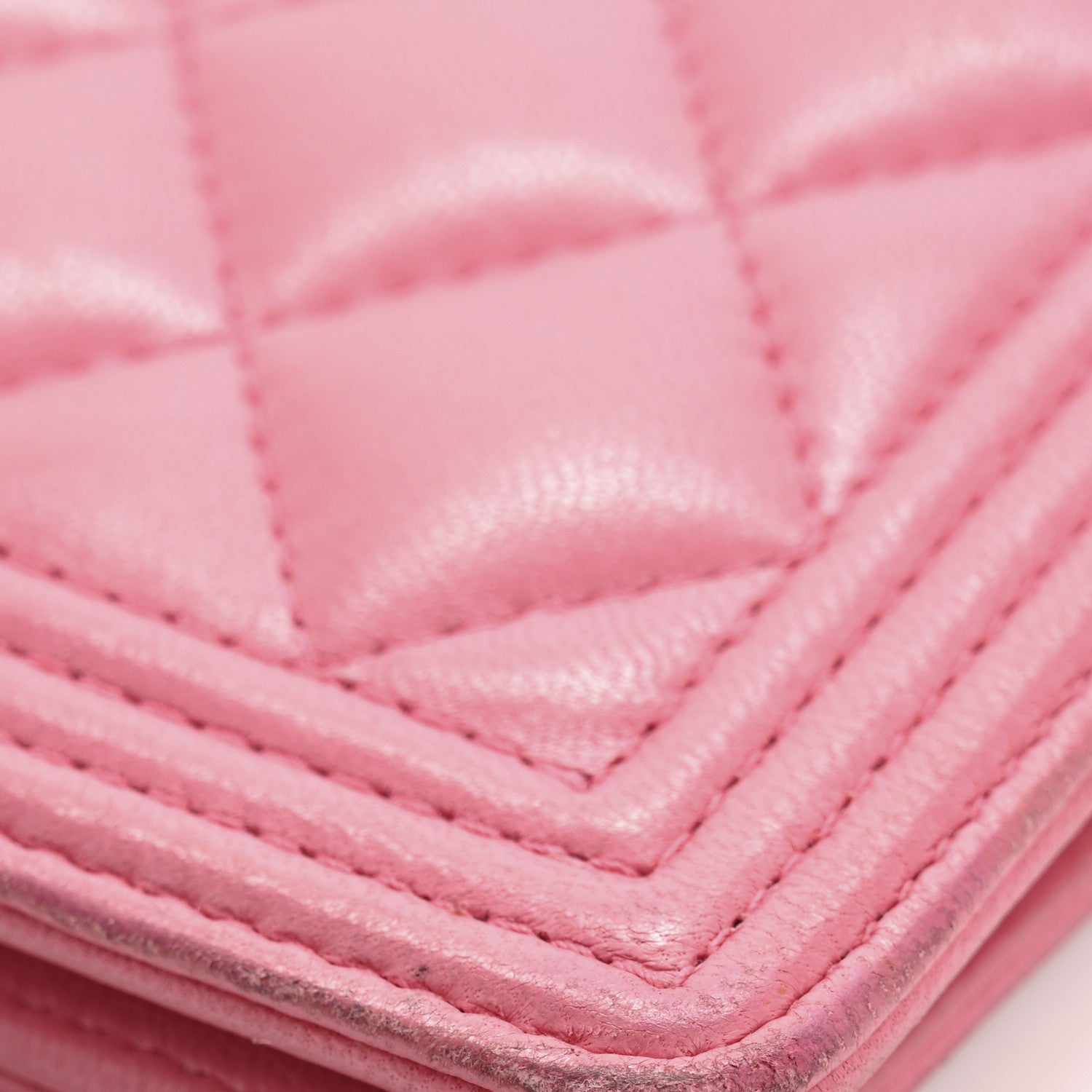 Chanel Lambskin Quilted Boy Yen Wallet Pink 16 of 17