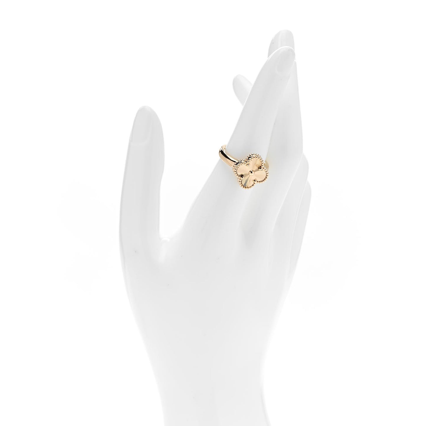 18K Yellow Gold Guilloche Vintage Alhambra Ring 55 7.25