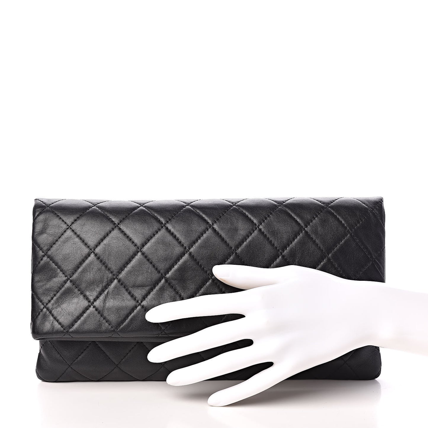 Lambskin Quilted CC Beauty Clutch Black
