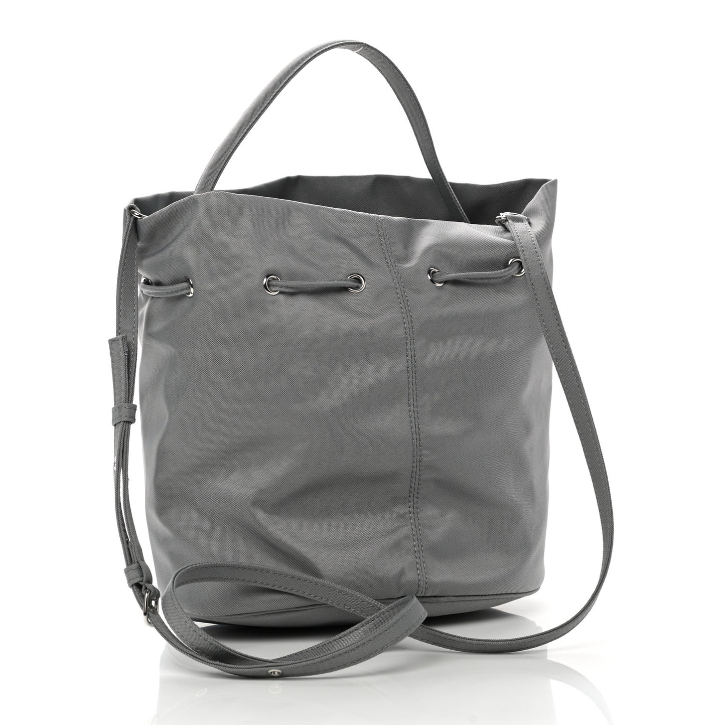 Nylon Wheel Logo Bucket Bag XS Gris Cendre